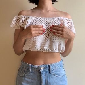 Delicate Crochet Off the Shoulder Top